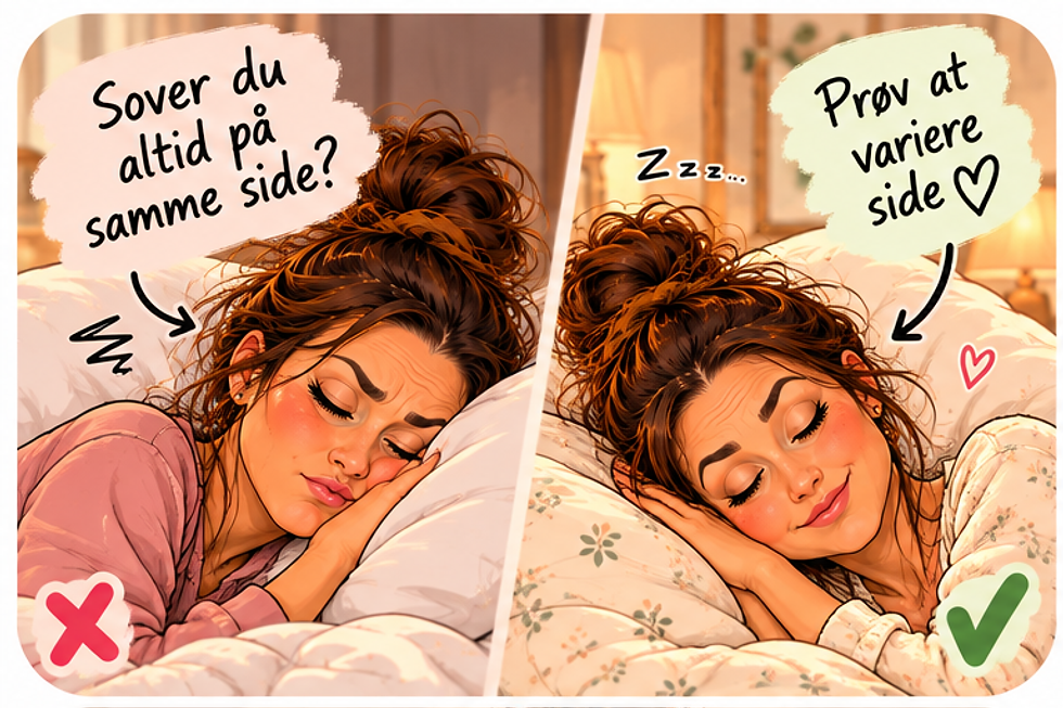 Tegneserieillustration af at variere hvilken side man sover på