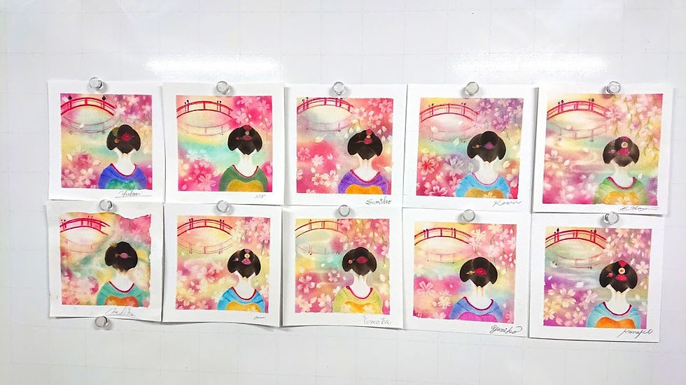 パステル三昧の最終日は和（なごみ）アート。 京都在住のかよさんに以前金魚が描きたいんです！って言ったことを覚えていて下さって、今回のワークショップのモチーフに加えていただきましたo(^o^)o 最後の最後に超難しい「舞妓はぁぁぁん！」（正式タイトルは京の夢）を描き力尽きました…。 これから一時間電車で爆睡して帰ります。 #パステル和アート#パステル#金魚#京の夢#準インストラクター#東京#住吉#練馬 #講座開催#リクエスト受付中#楽しい#癒される