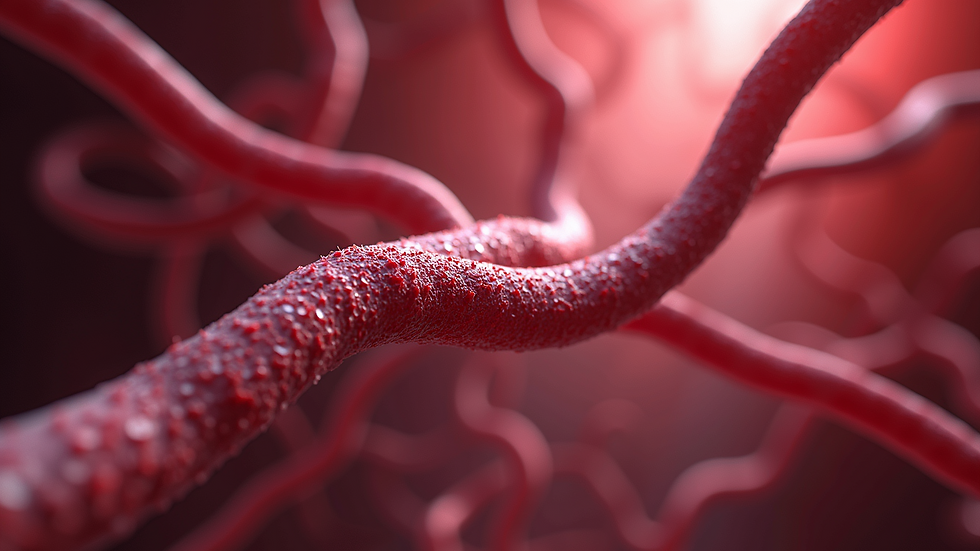 High-angle view of blood vessels illustrating circulation