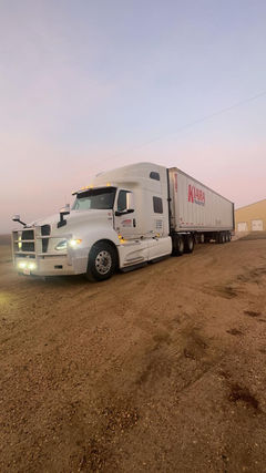 Edmonton-based dry van hauling truck from Kiara Transport