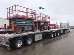Super B hauling service with scissor lift cargo from Kiara Transport