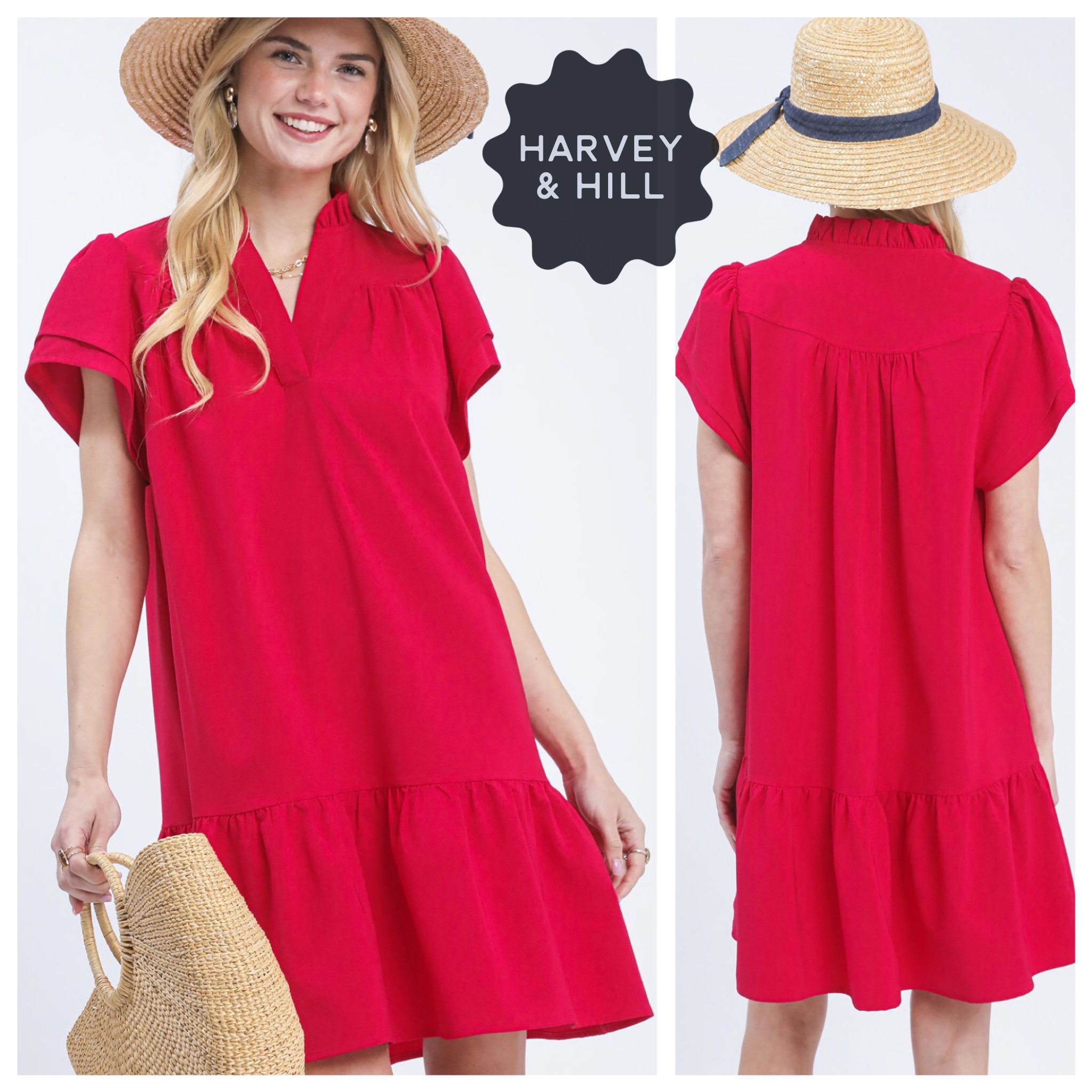 Cool Red Bell Sleeve Woven Midi Dress
