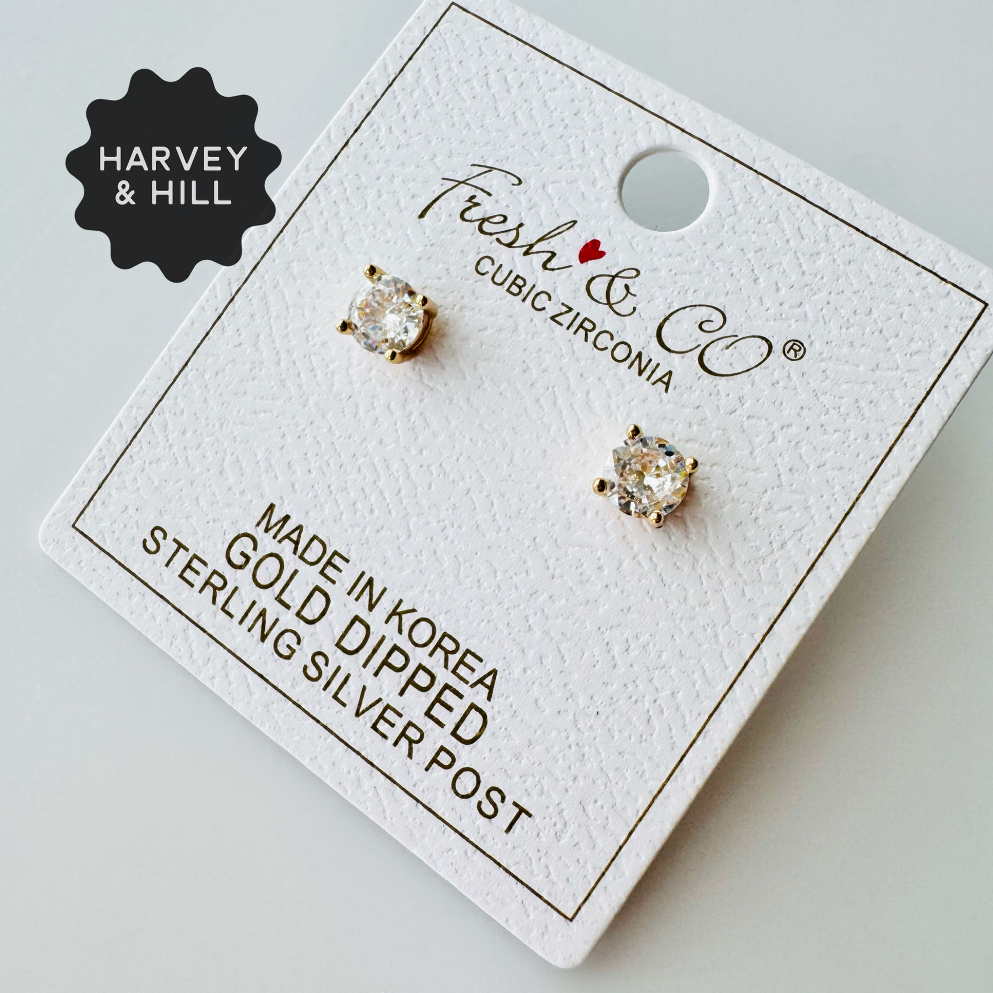 Gold Dipped Cubic Zirconia Stud Earrings