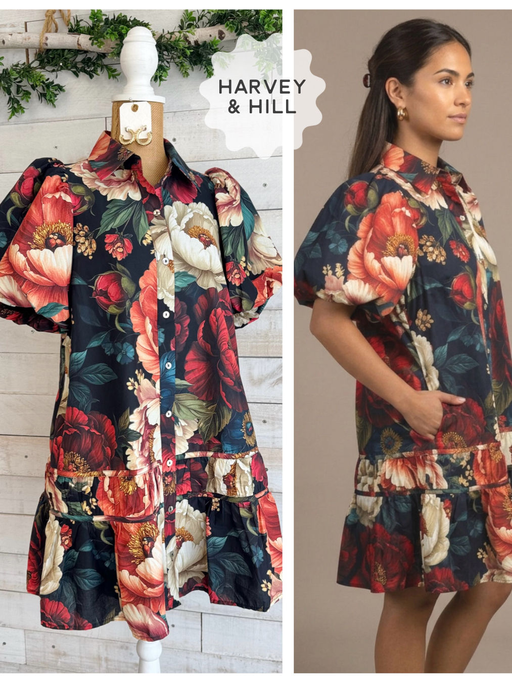 Eleanor Jewel Tone Floral Tiered Dress