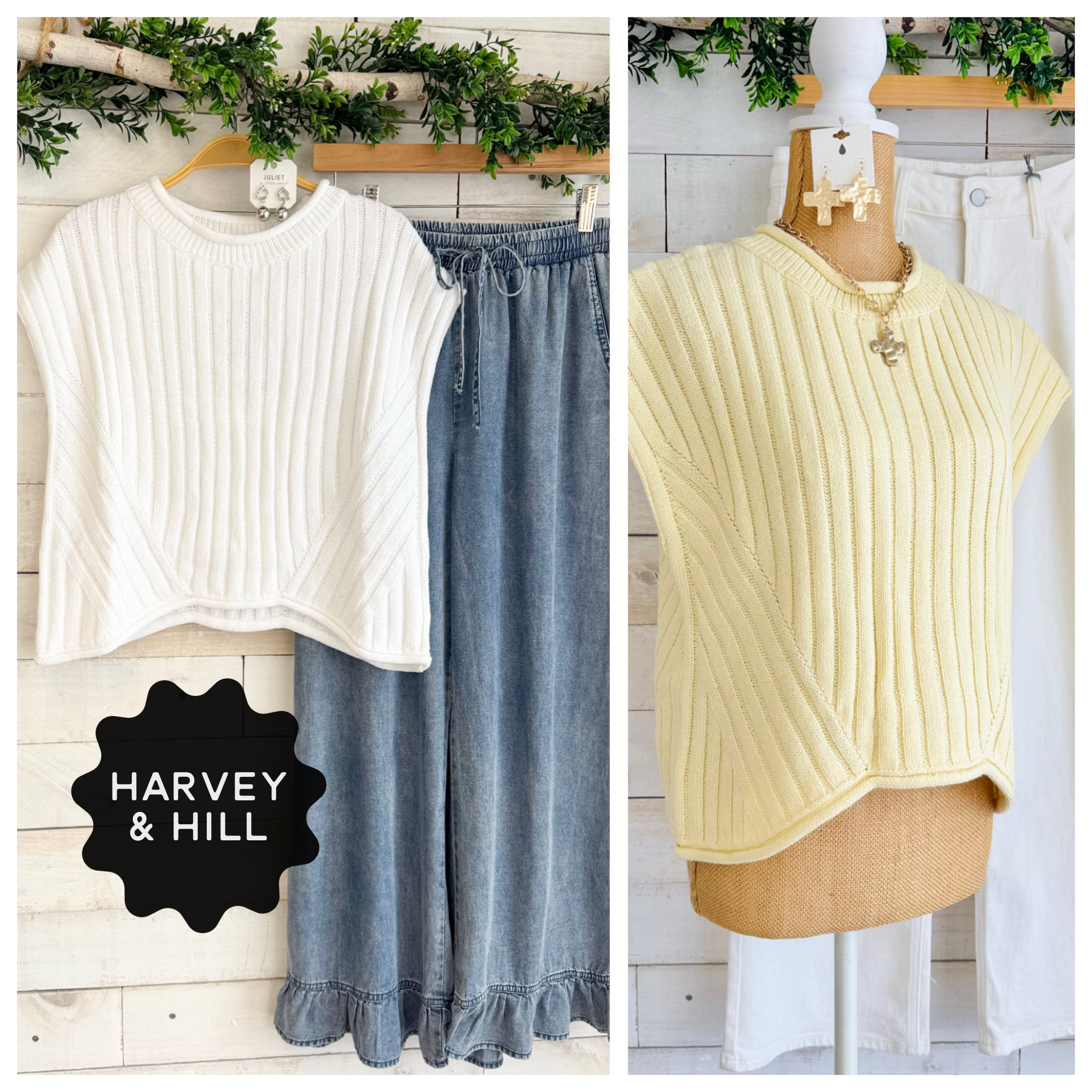 Rib Textured Cap Sleeve Summer Sweater