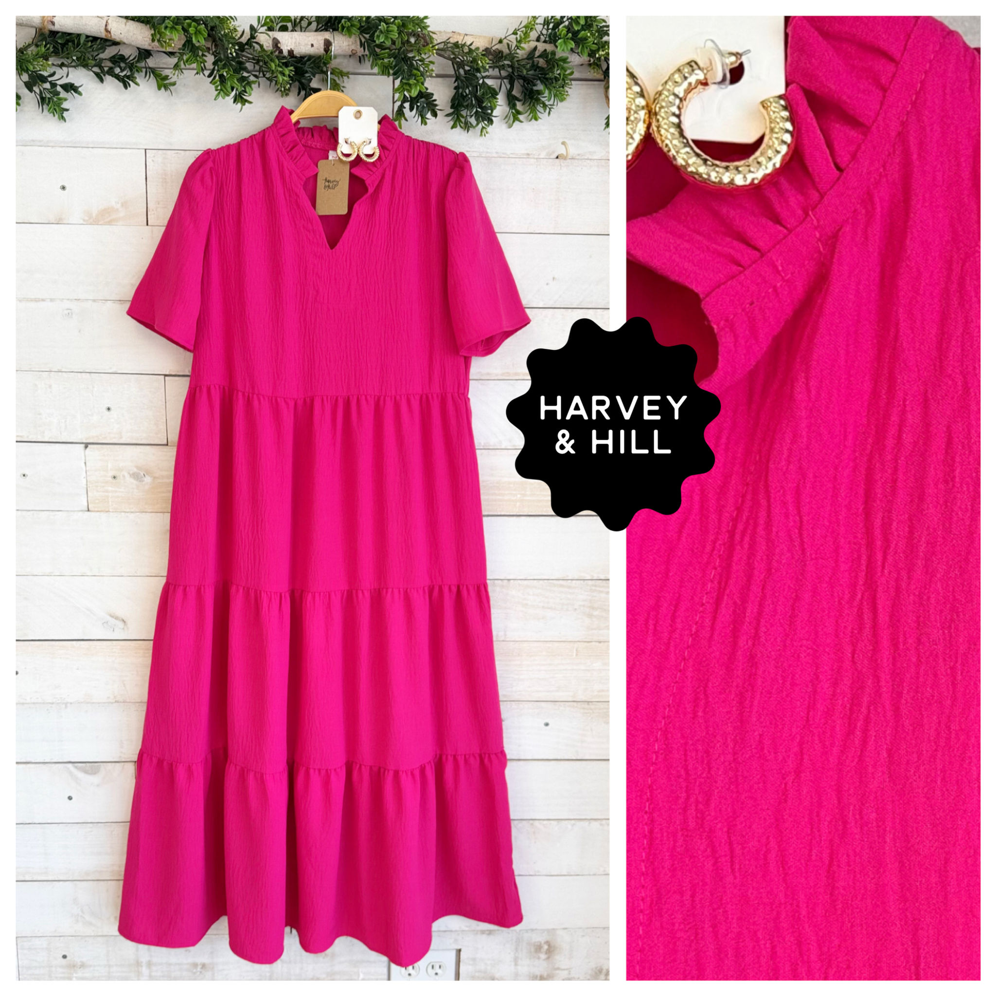 Fuchsia Tiered Airflow Maxi Dress