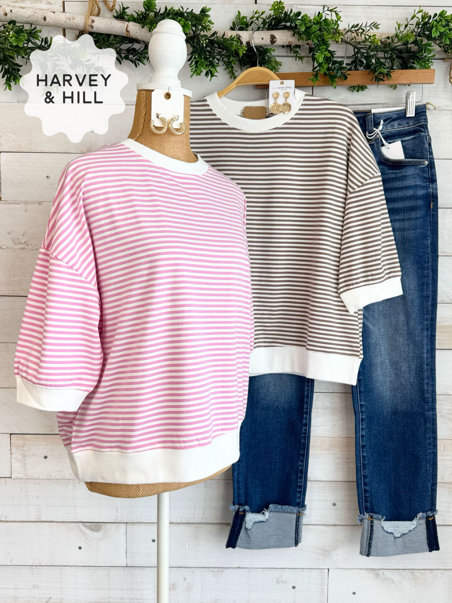 Striped Puff Sleeve Knit Top