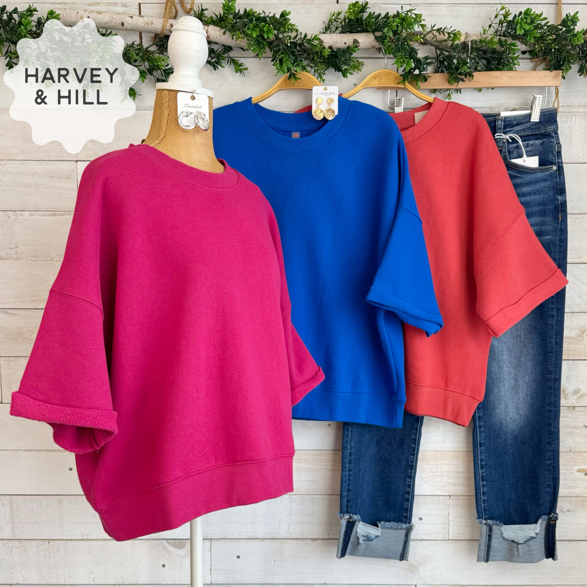 Malibu Short Sleeve Athleisure Sweatshirt Tops
