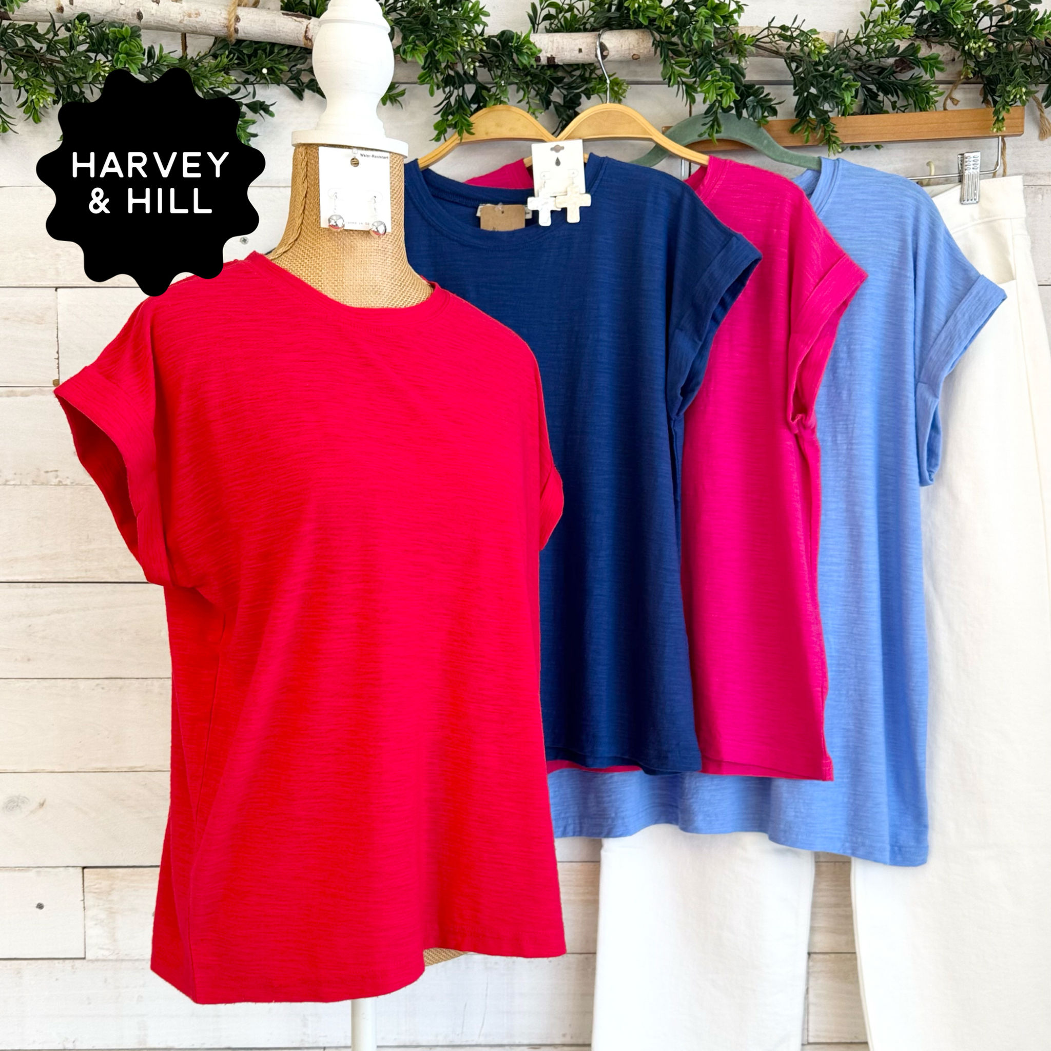 Soft Slub Knit Light cuffed Sleeve Tee