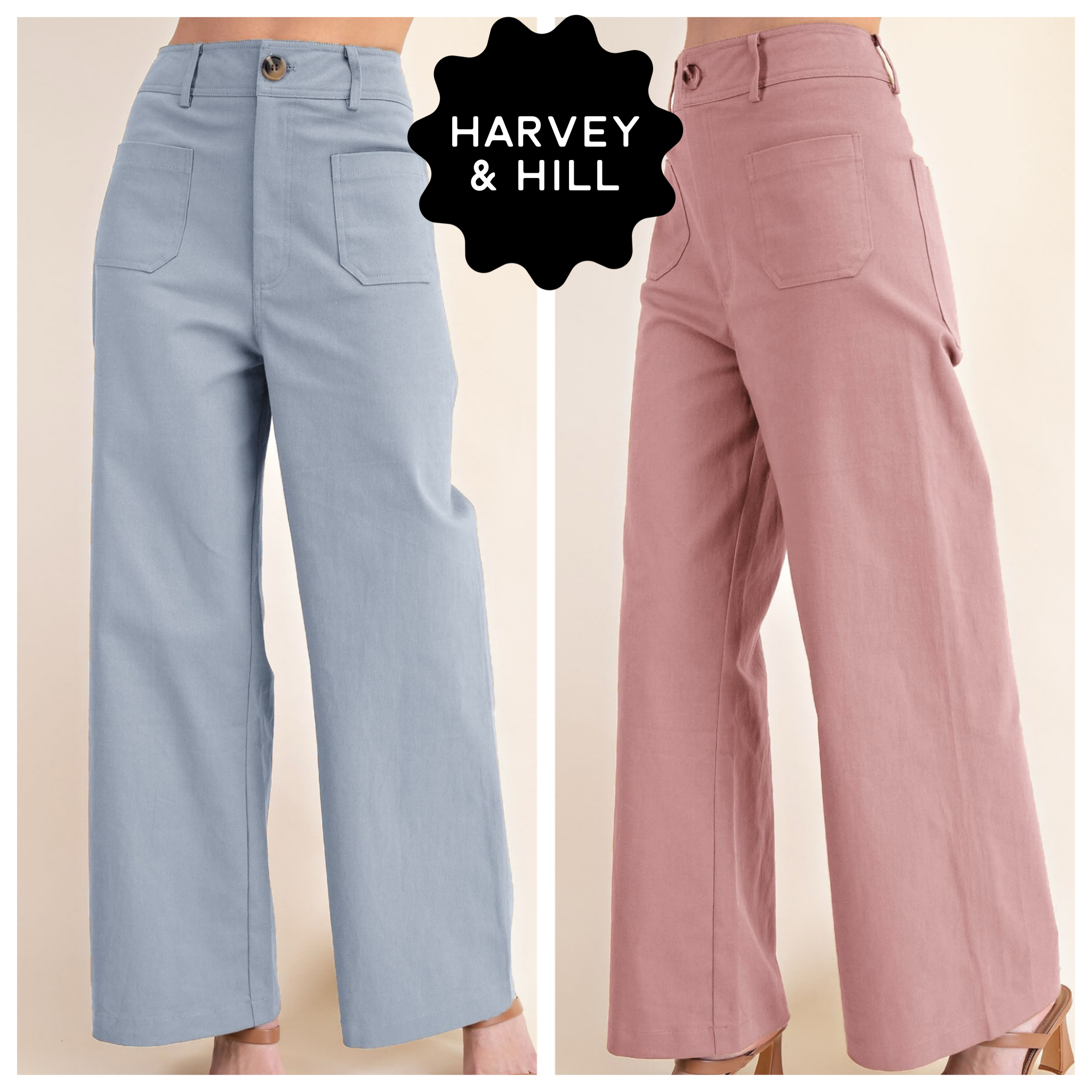 Full length Wide-Leg Trouser Hemmed Pants