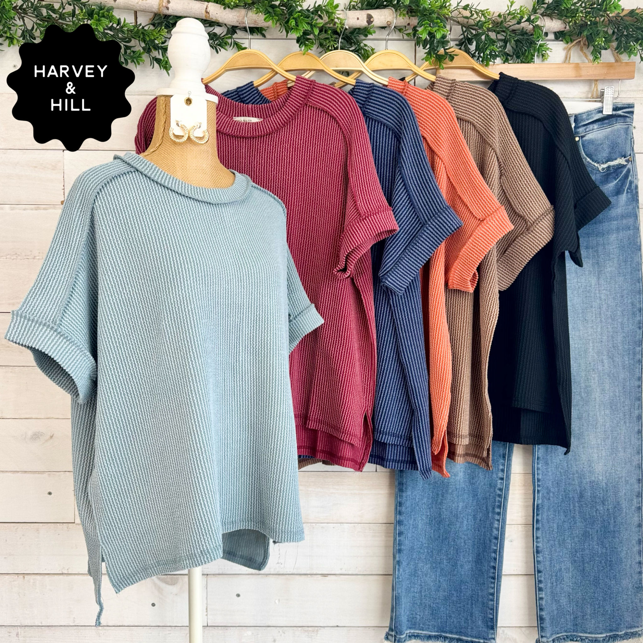 Grace Rib Cuff Sleeve Raw Edge Top