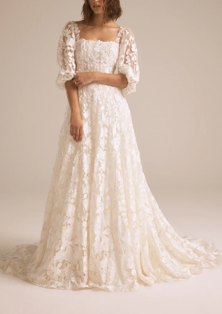Over The Moon Nouvelle AMSALE Sedona Floral Embroidered Gown