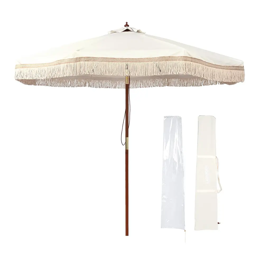 Wayfair North America BOHO 9' Fringe Patio Umbrella with Tassels UPF50+ Boho Style.