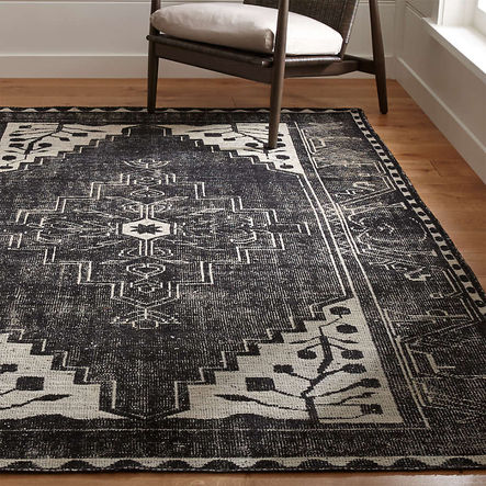Anice Black Hand-Knotted Oriental-Style Rug