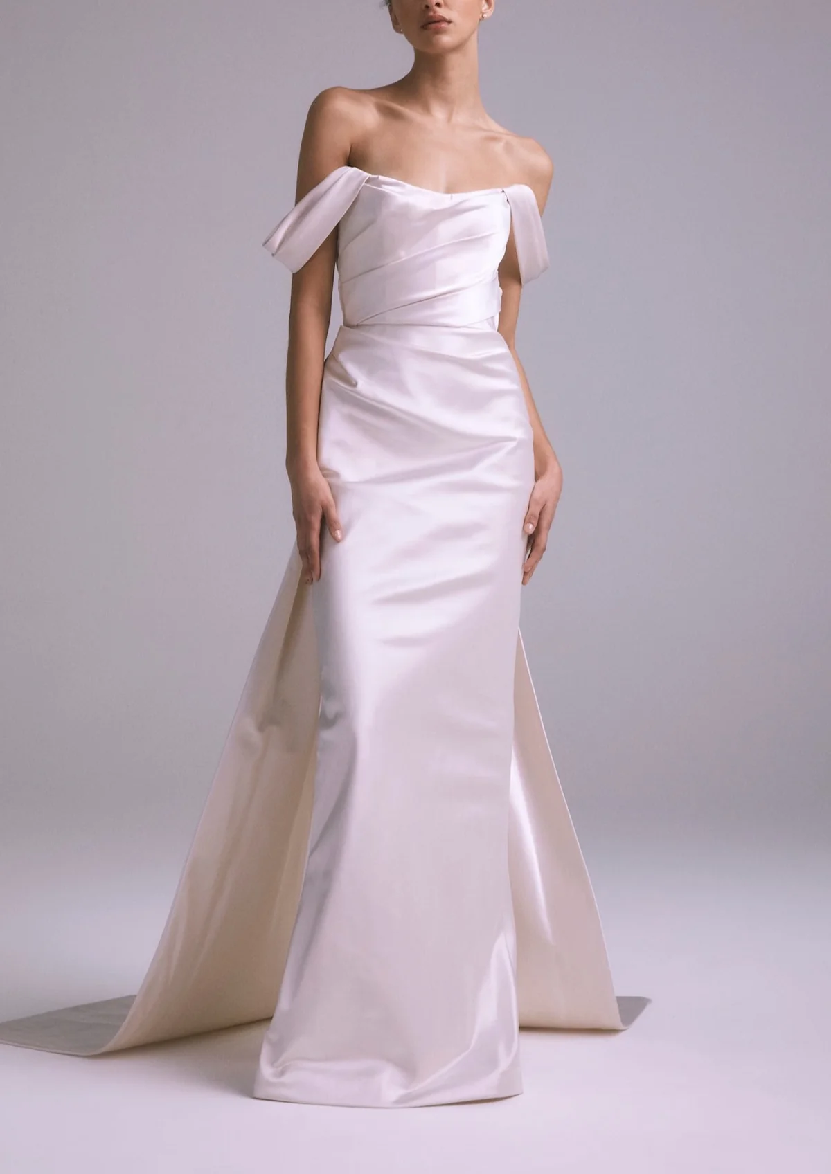 Over The Moon Juniper Modern Duchess Satin Gown