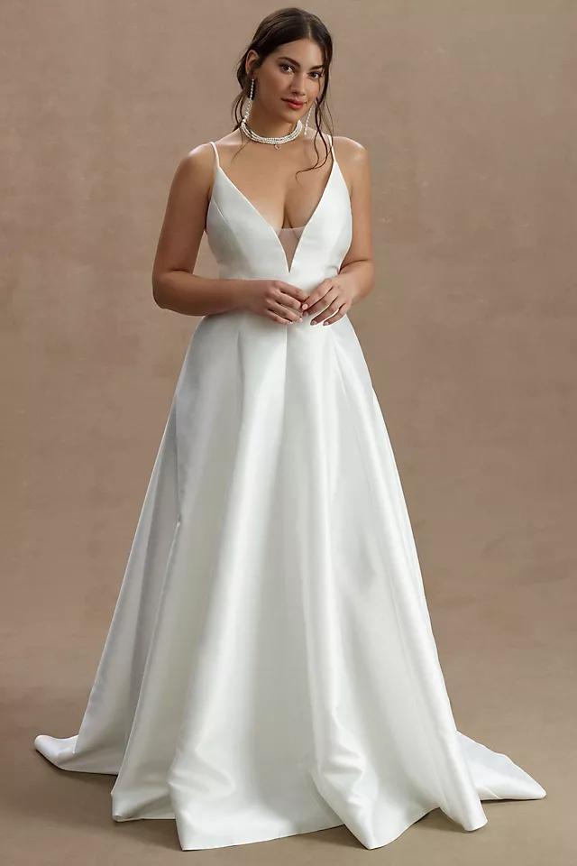 Anthropologie (US) Jenny Yoo Tamson Satin Plunge Cutout A-Line Wedding Gown