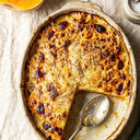 Brown Butter Maple Squash Gratin recipe- Butternut squash gratin recipe with brown butter, maple, and gruyère — a make-ahead Thanksgiving side. Full recipe and tips from Homefindss.