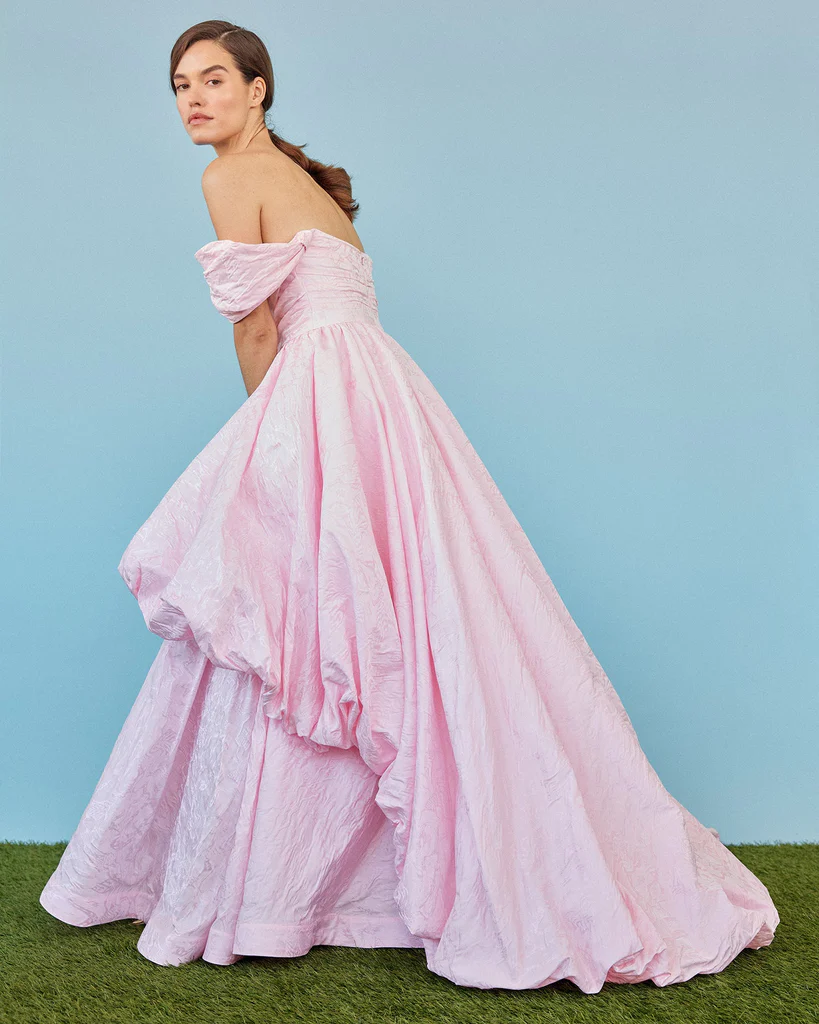 Over The Moon Bettina Gown in Orchid Jacquard Taffeta