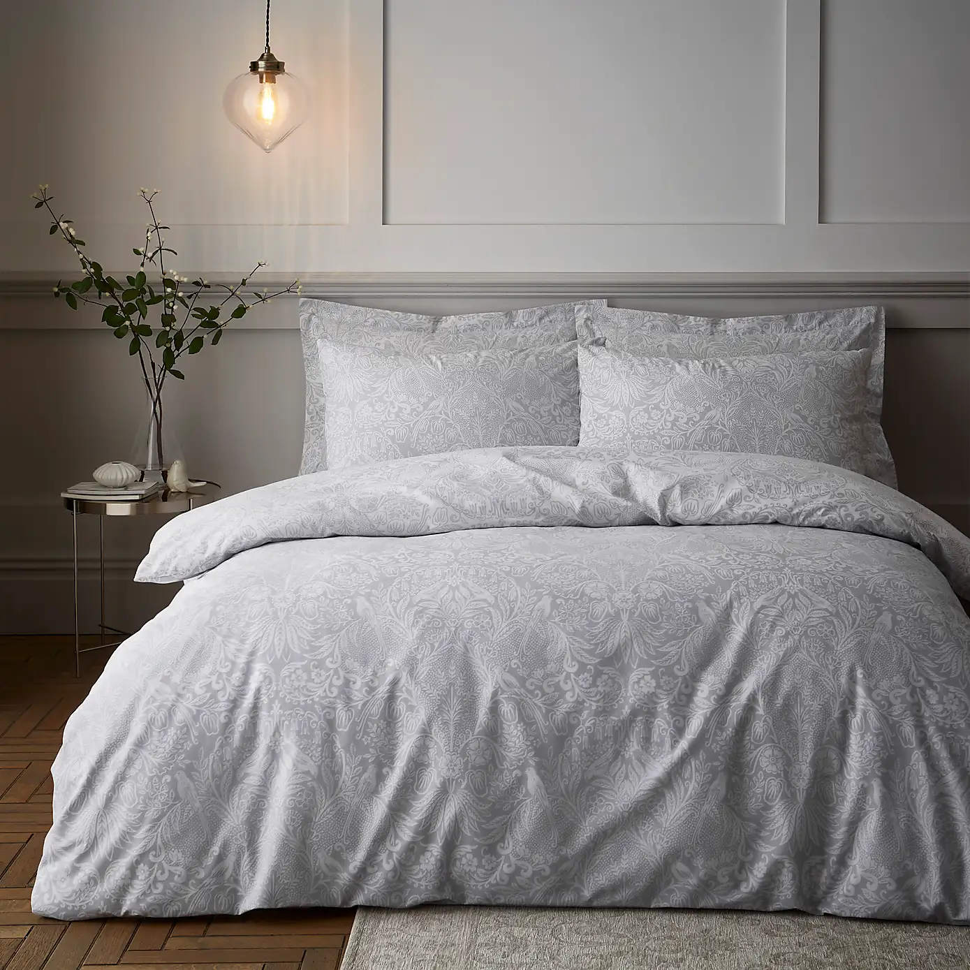 Dunelm Emelie Grey Duvet Cover and Pillowcase Set