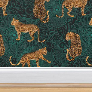 Leopard Exotic jungle green Wallpaper