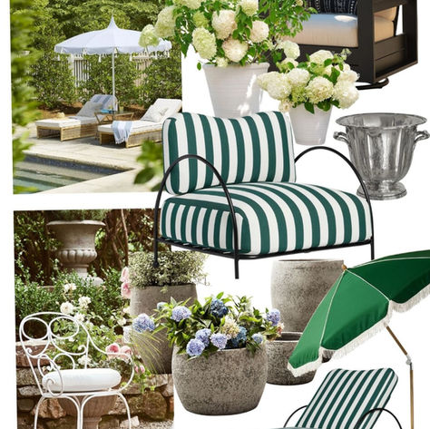 Our editors' favourite outdoor pieces this spring — sculptural planters, teak dining sets, stripe lounge chairs, and pagoda umbrellas. Shop the full edit at Home Findss.
