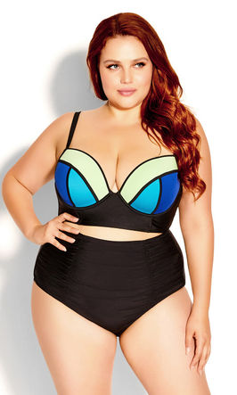 Color Block Longline Bikini Top - aqua