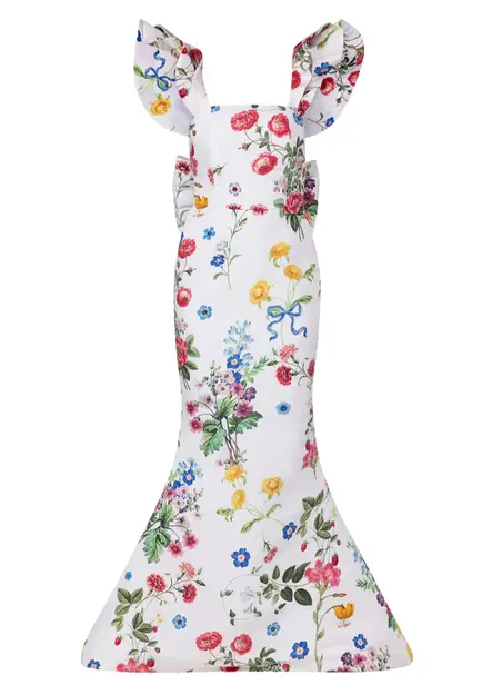 Over The Moon
Amélie Sky Floral Silk Faille Mermaid Gown