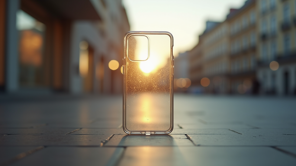 Eye-level view de capa protetora transparente para smartphone
