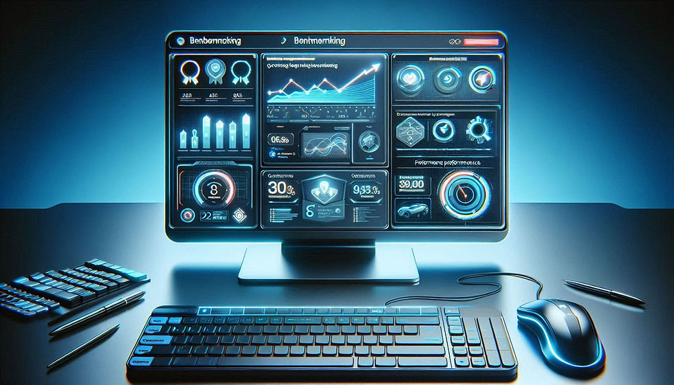 una computadora mostrando Herramientas Online para el Benchmarking