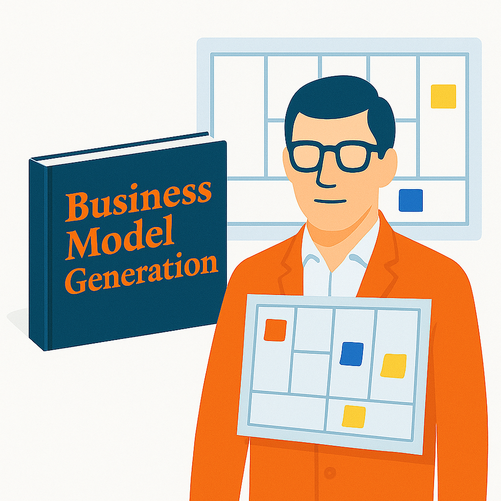 El libro Business Model Generation de Alexander Osterwalder junto al lienzo del Model Business Canvas.