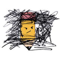 Angry pencil character
