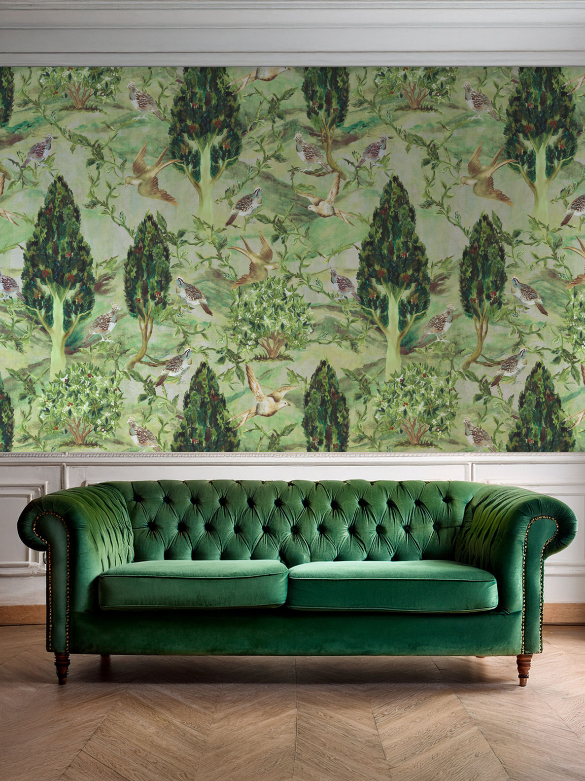 Cedars and Swallows Wallpaper