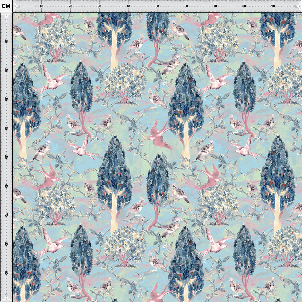 Thumbnail: Cedars and Swallows Fabric