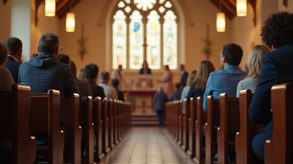 Eye-level view of a community gathering at a local church