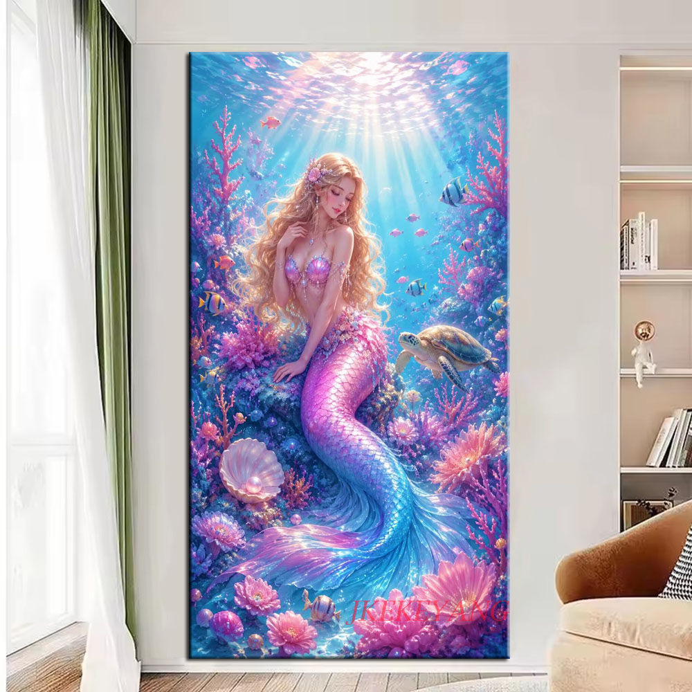 DIY Diamond Painting Beautiful Mermaid in Pink and Blue