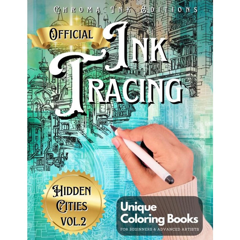 Official Ink Tracing Colouring Book Hidden Cities Vol 2
