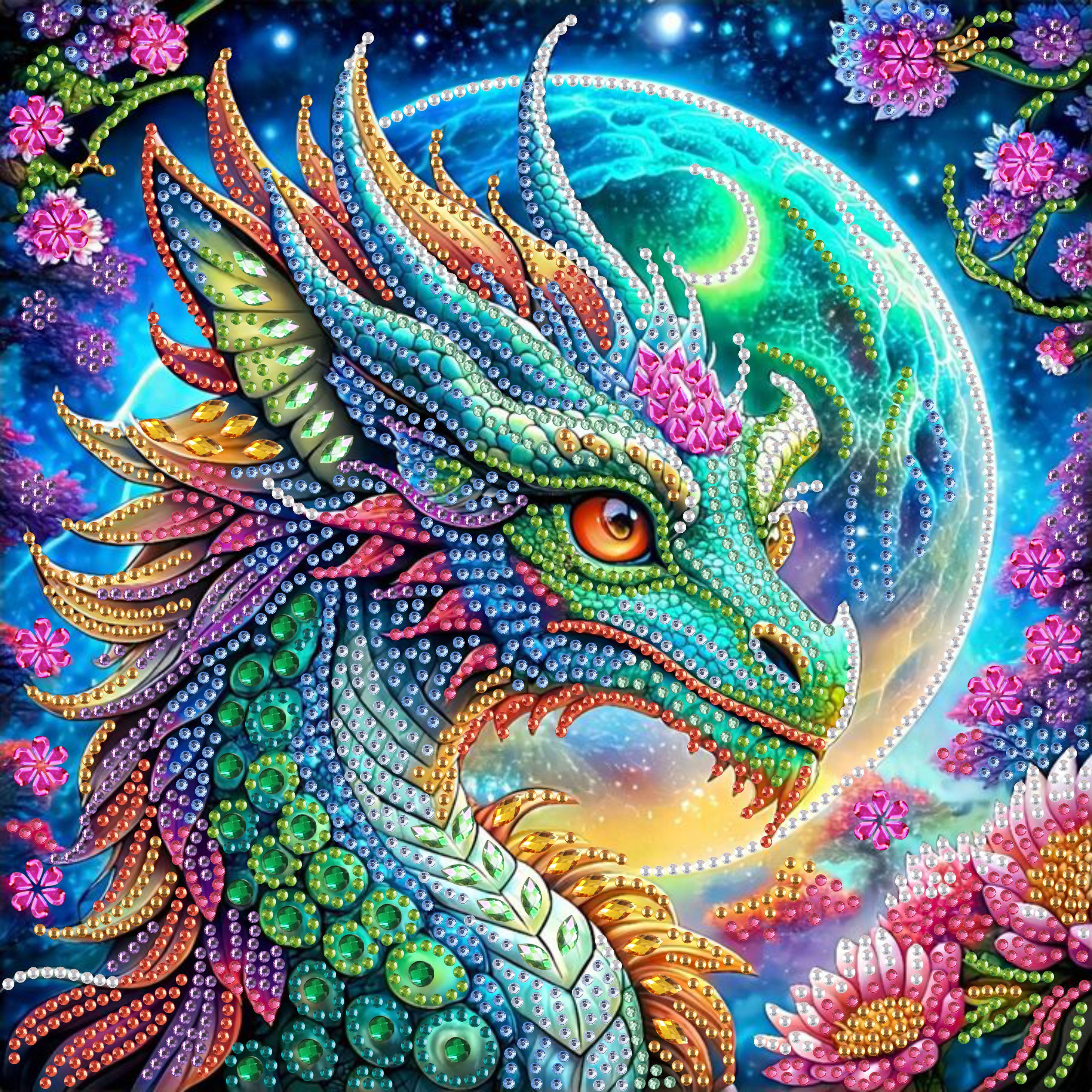 Colourful Dragon Diamond Painting Kit, DIY 5D ideal for beginners