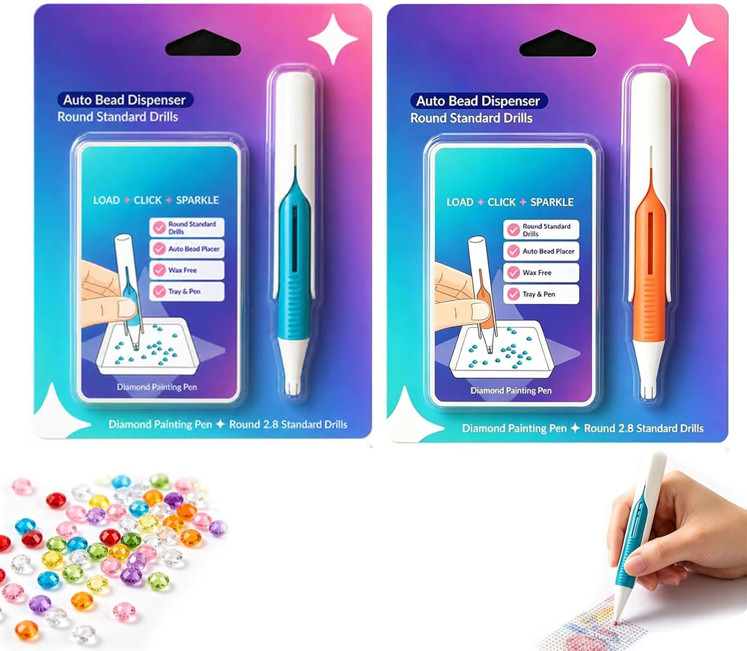 Beadblitz Diamond Art Pen Dispenser, Automatic Diamond Painting Bead Dispenser,