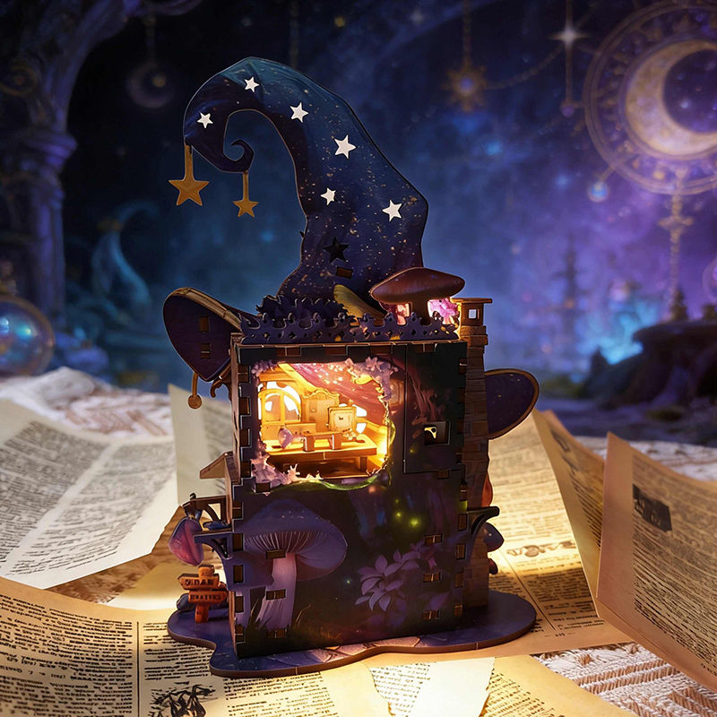 Thumbnail: DIY New Wonderland Magic House Wooden Building Blocks Miniature Model LED Kit