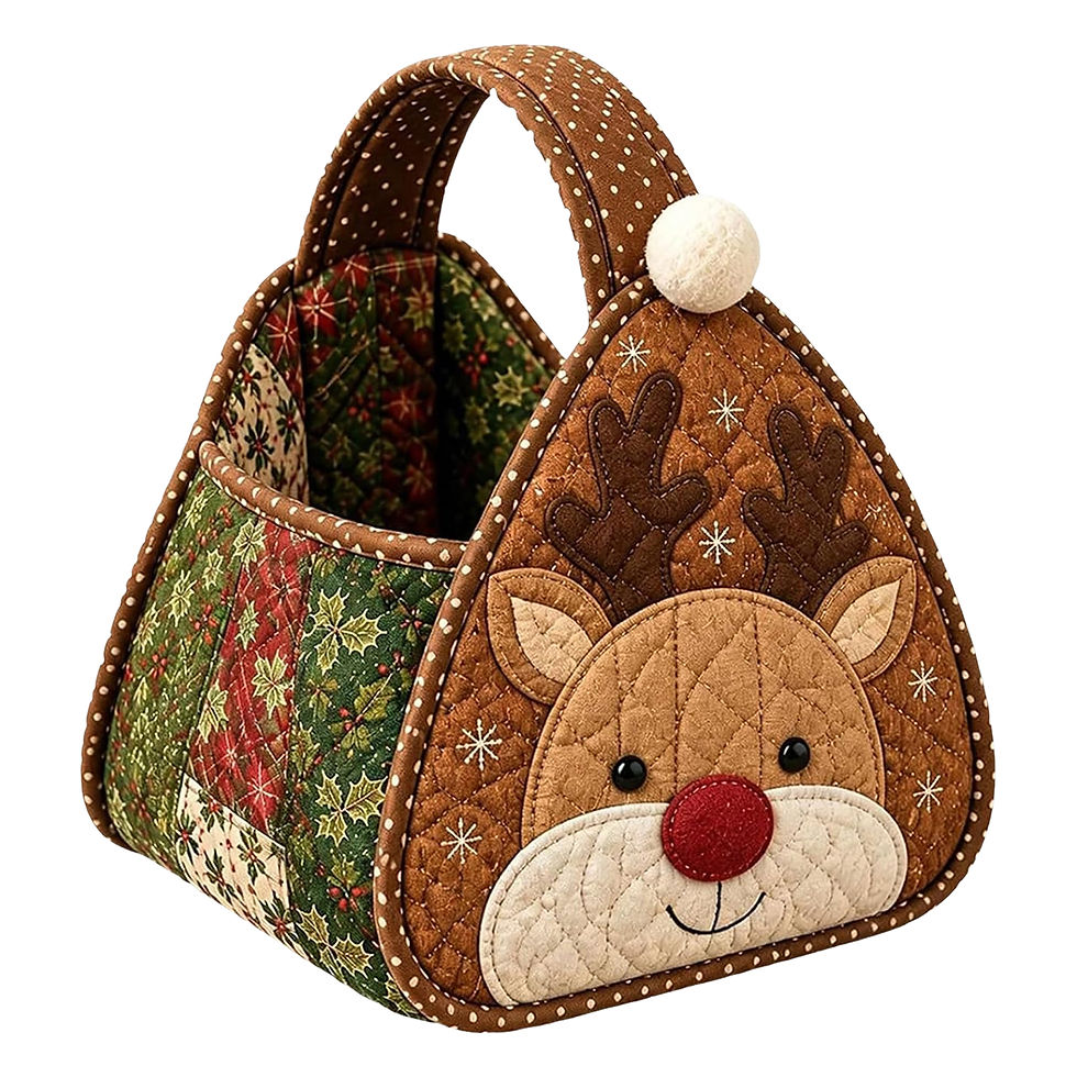 Thumbnail: Festive Quilted Christmas Tote Basket DIY Sewing Kit with Character Print Fabric