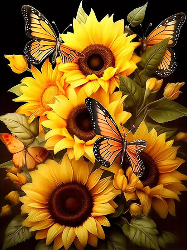 Momoart New Arrival Diamond Painting: Butterflies and Sunflowers