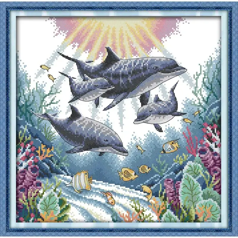 Joy Sunday: Cross Stitch Kits With Dolphin 11CT, 14CT or16CT