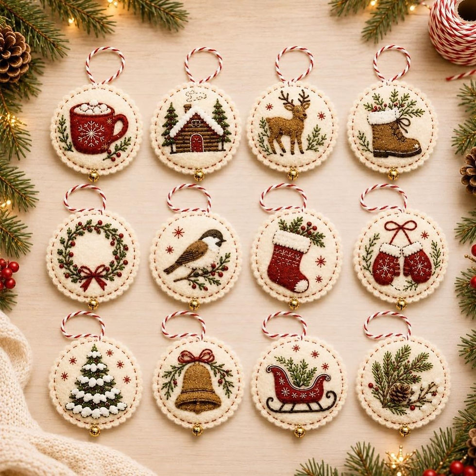 Thumbnail: Round DIY Felt Embroidered Christmas Ornament Kits
