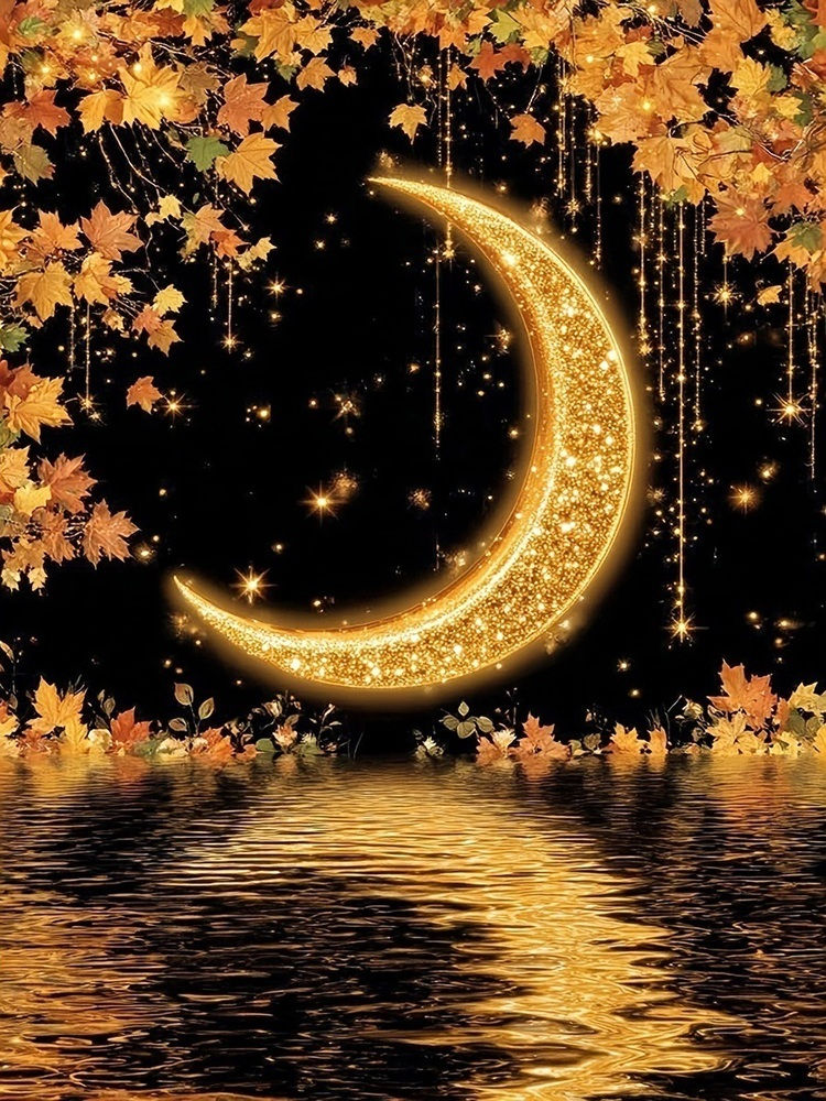 EverShine DIY 5D Diamond Painting: Moon under the Maple Leaf