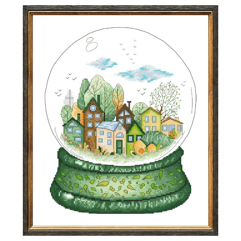 Thumbnail: Landscape in a crystal ball cross stitch kit 4 seasons 18ct 14ct 11ct