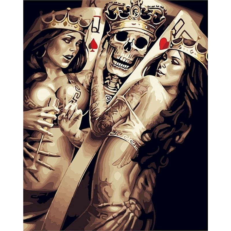 RUOPOTY Painting By Numbers for Adults: Skeleton King with His Queens
