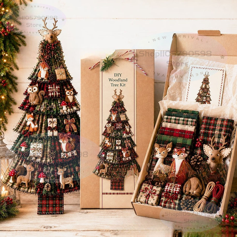 Thumbnail: DIY Patchwork Christmas Tree Kit, Farmhouse Fabric Xmas Wall Hanging Ornament