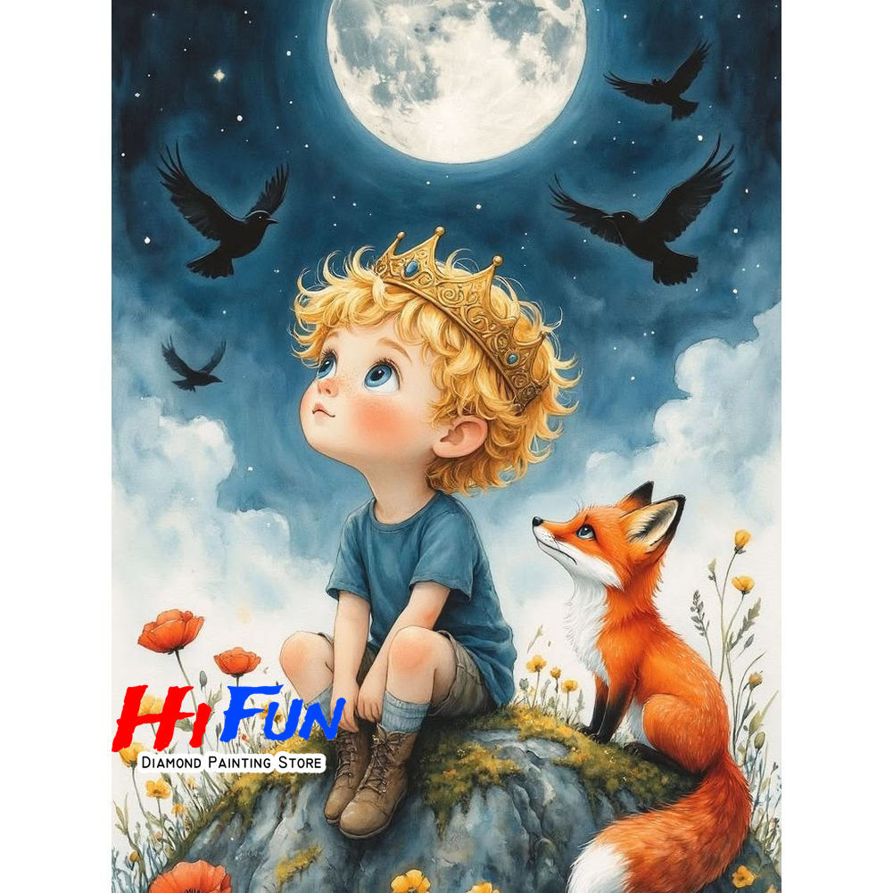 DIY Diamond Art Painting Kit The Prince and His Fox Watching The Sky