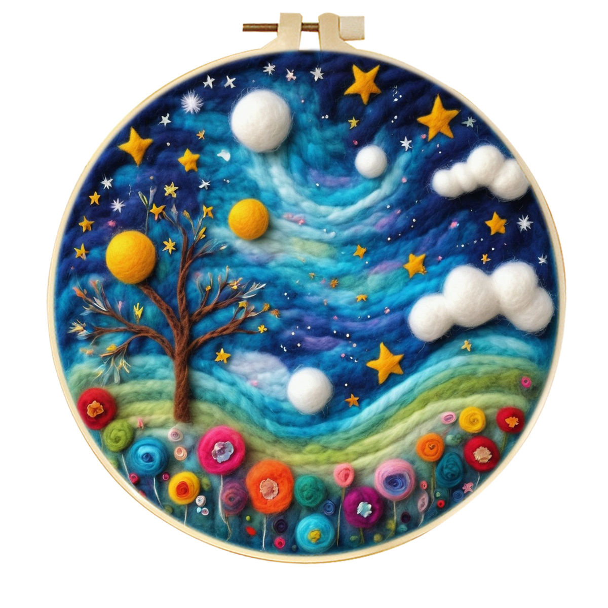 DIY Wool Needle Felting Painting Kit Night Sky Scenery