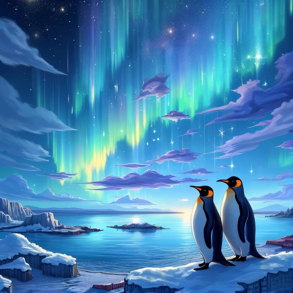 Penguin Aurora Diamond Painting Kit